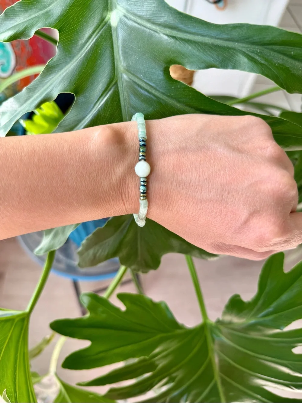 Green Aventurine - Hematite - Serpentine bracelet (one)